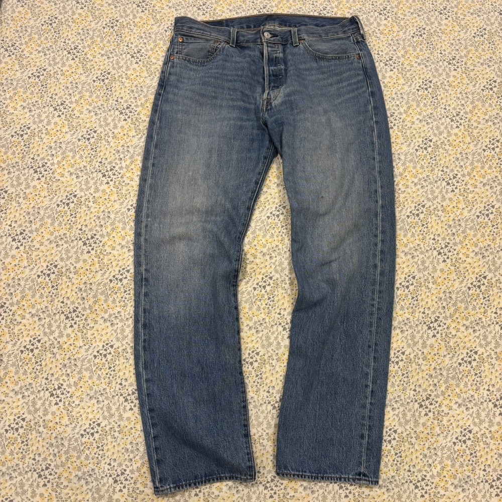 Levi's 501 Jeans Button Fly Straight Leg Men's 34X32 Blue Dark Wash Denim